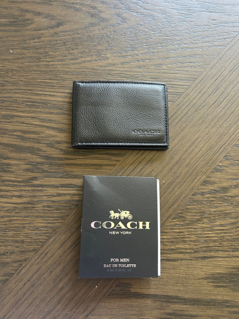 Coach Black Pebbled Leather Card Holder for Men Bundle EXCELLENT CONDITION
